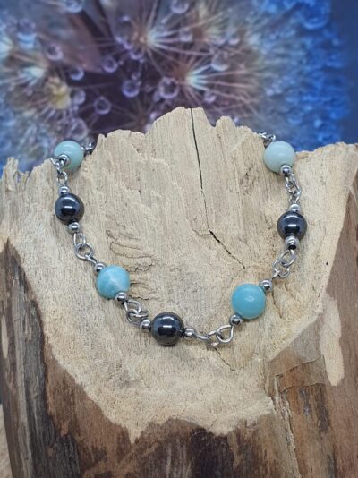 #972 - bracelet amazonite et hématite