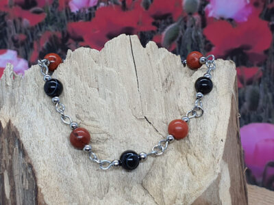 #974 - bracelet jaspe rouge et agate rubanée