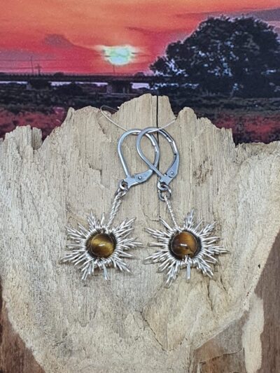 #988 - boucles d'oreilles SOLEIL œil de tigre
