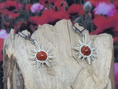 #1000 - boucles d'oreilles SOLEIL jaspe rouge – Image 2