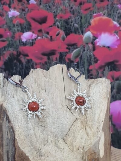 #1000 - boucles d'oreilles SOLEIL jaspe rouge – Image 3