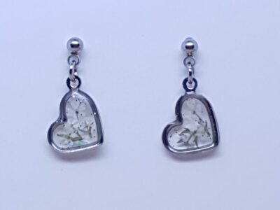 #1019 - Boucles d'oreilles Cœur & fleurs séchées