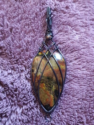 #1021 - Pendentif jaspe et gun métal