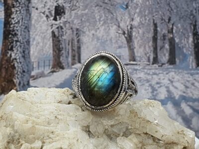 #1022-6 - bague 925 "ETHNIQUE" et labradorite