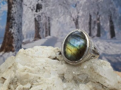 #1022-4 - bague argent 925 "ETHNIQUE" et labradorite