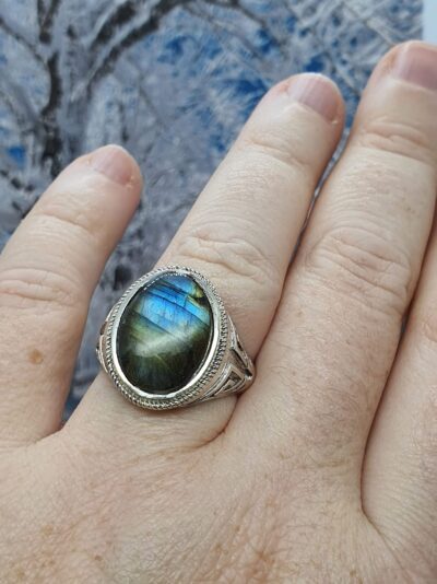 #1022-3 - bague argent "ETHNIQUE" et labradorite