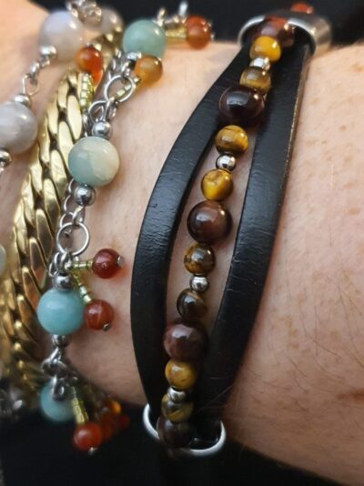 #1024 -bracelet cuir et perles – Image 3