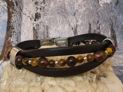 #1024 -bracelet cuir et perles – Image 2