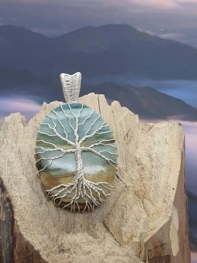 #1034 - Pendentif arbre de vie sur jaspe polychrome