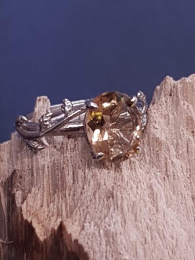 #890 - bague argent 925 & Citrine "ART NOUVEAU"