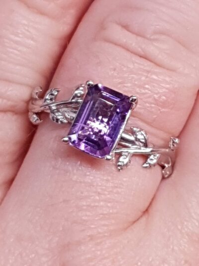 #892 - bague argent 925 & améthyste violette "ART NOUVEAU" – Image 3