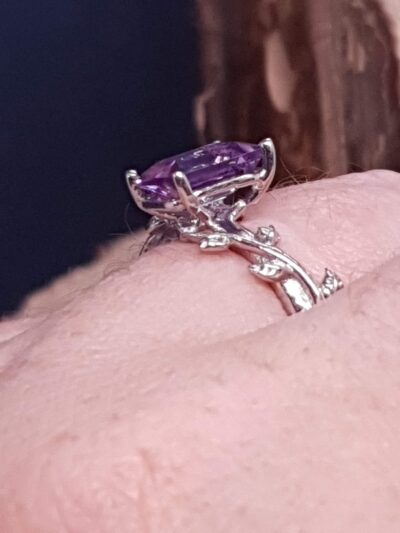 #892 - bague argent 925 & améthyste violette "ART NOUVEAU" – Image 7