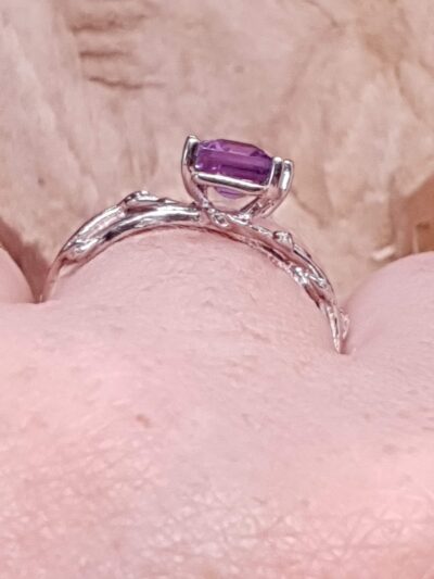 #892 - bague argent 925 & améthyste violette "ART NOUVEAU" – Image 6