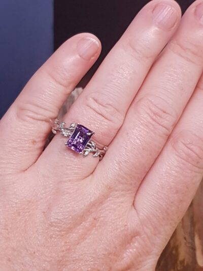 #892 - bague argent 925 & améthyste violette "ART NOUVEAU" – Image 2