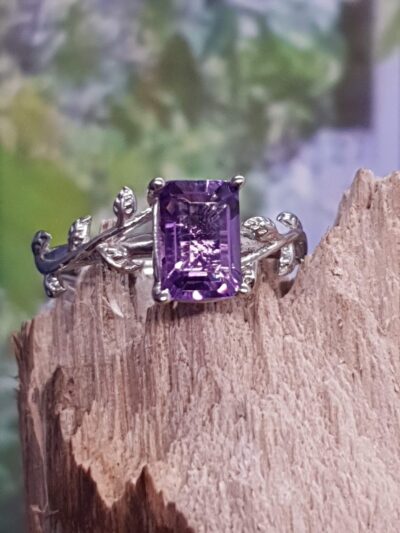 #892 - bague argent 925 & améthyste violette "ART NOUVEAU"