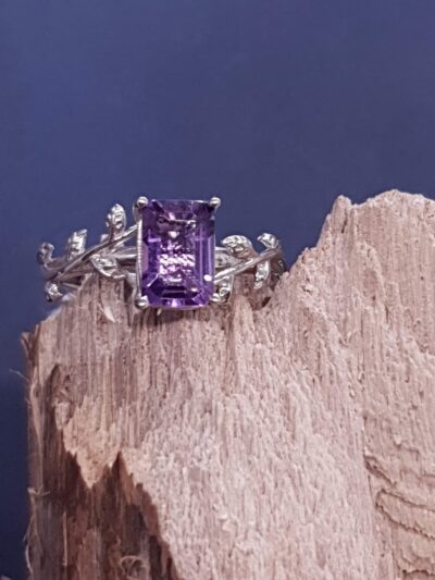#892 - bague argent 925 & améthyste violette "ART NOUVEAU" – Image 5