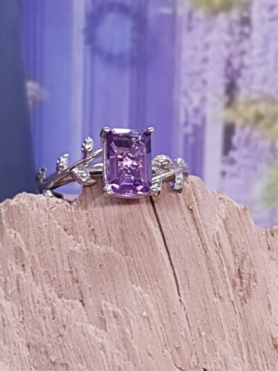 #892 - bague argent 925 & améthyste violette "ART NOUVEAU" – Image 4