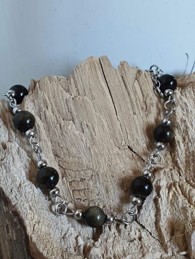 #928 - bracelet obsidienne dorée