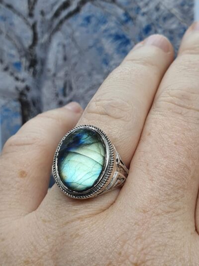 #1022-7 - bague 925 "ETHNIQUE" et labradorite