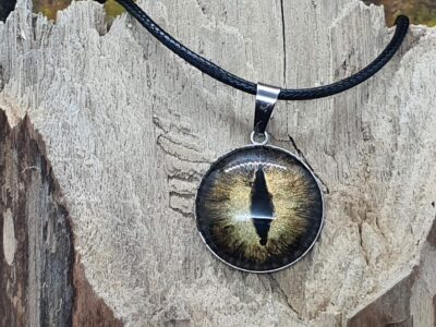 #1047-6 - pendentif œil brun/doré 20 mm