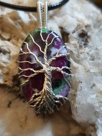 #1052- pendentif arbre de vie sur rubis zoïzite – Image 3