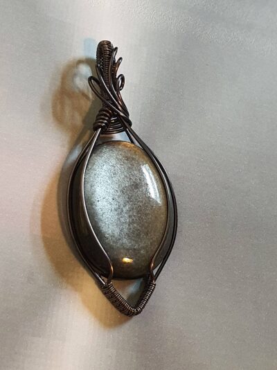 #1061 - pendentif obsidienne argentée – Image 5