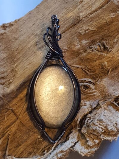 #1061 - pendentif obsidienne argentée – Image 4