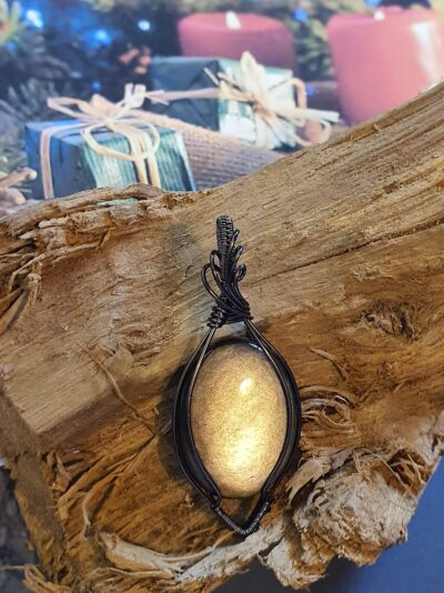 #1061 - pendentif obsidienne argentée – Image 3