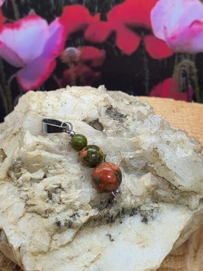 #959-2 - pendentif CAIRN triple Unakite