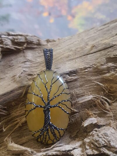 #1068 - pendentif arbre de vie sur aventurine jaune – Image 3