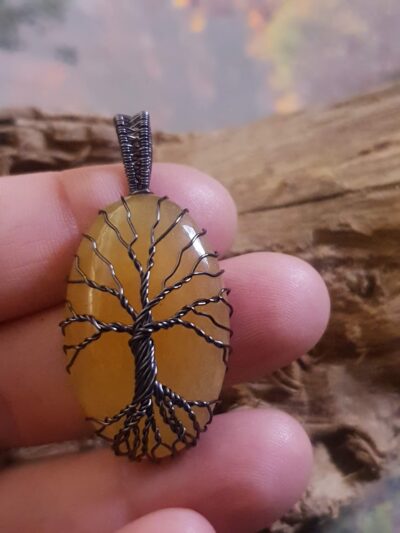#1068 - pendentif arbre de vie sur aventurine jaune – Image 2