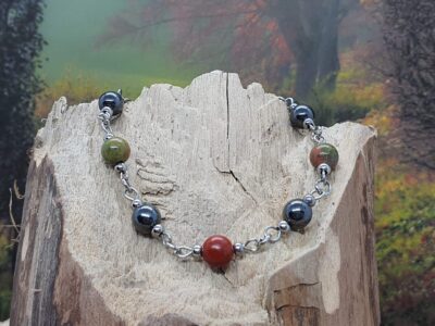 #1088 - bracelet jaspe rouge, hématite et unakite – Image 2
