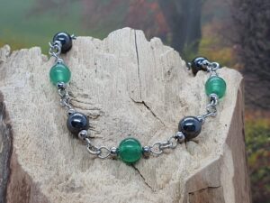 #1090 - bracelet aventurine verte et hématite