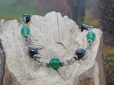#1090 - bracelet aventurine verte et hématite