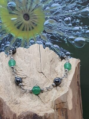 #1090 - bracelet aventurine verte et hématite – Image 2