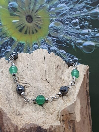 #1090 - bracelet aventurine verte et hématite – Image 2
