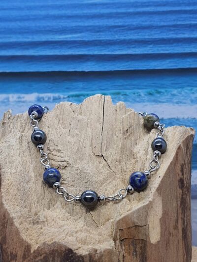 #1089 - bracelet lapis-lazuli et hématite - Elégance naturelle et bien-être intérieur