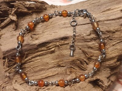 #1099 -bracelet cornaline 4 mm et inox