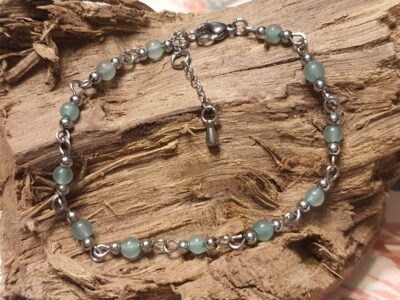 #1096 - bracelet perles aventurine verte 4 mm et inox