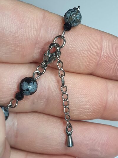 #1105 - bracelet obsidienne flocon de neige et spinelle noire – Image 3