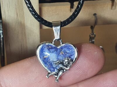 #1114-1 - pendentif Cœur CUPIDON bleu