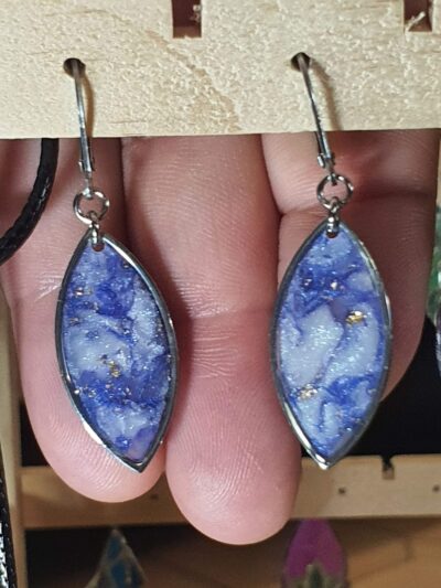 #1116 - boucles d'oreilles Navette bleue