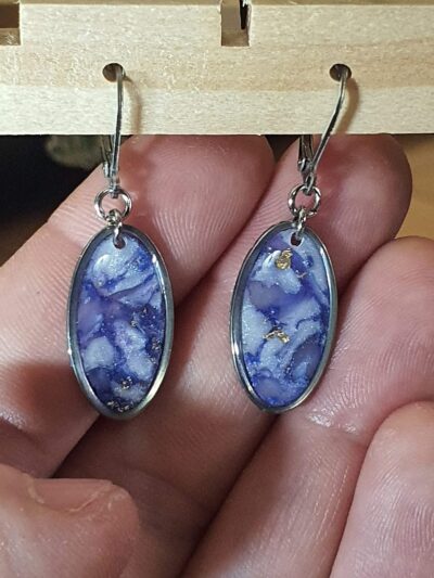 #1118-1 - boucles d'oreilles ovales bleus