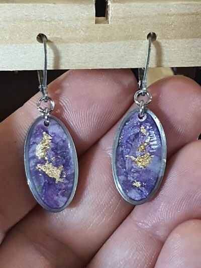 #1118-2 - boucles d'oreilles ovales parme