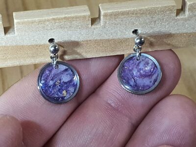 #1109-2 - boucles d'oreilles disques minis parme