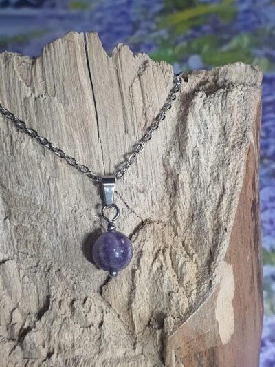 #1083 - pendentif perle naturelle d'améthyste chevrons