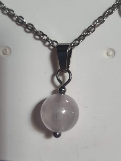 #874-2 - pendentif perle naturelle de quartz rose 8 mm