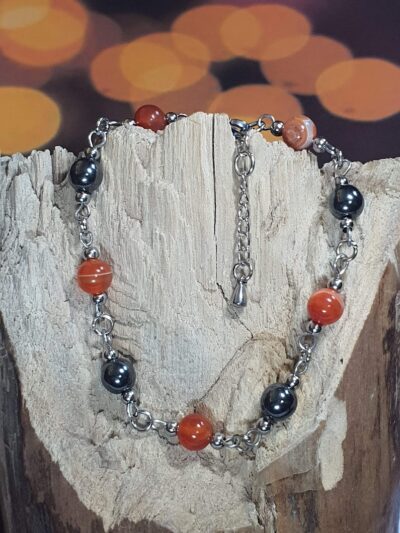 #1130 - bracelet cornaline et hématite