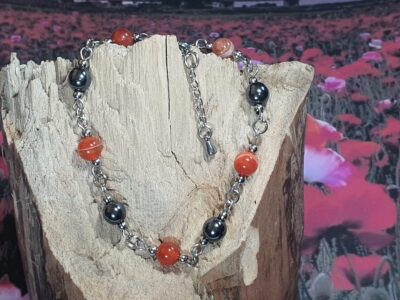 #1130 - bracelet cornaline et hématite – Image 2