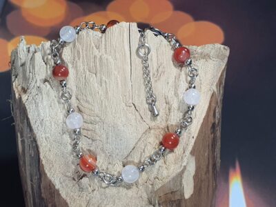 #1129 - bracelet cornaline et quartz rose
